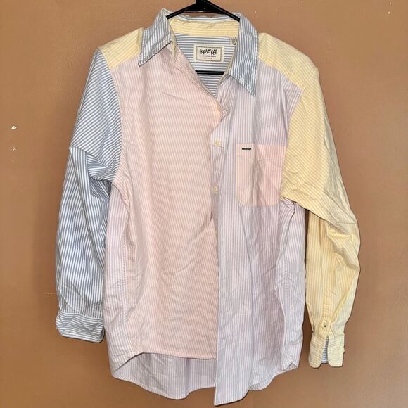 Krazy Kat Men's Multicolor Pastel Long Sleeve Button Down Shirt Size Large - Picture 1 of 8